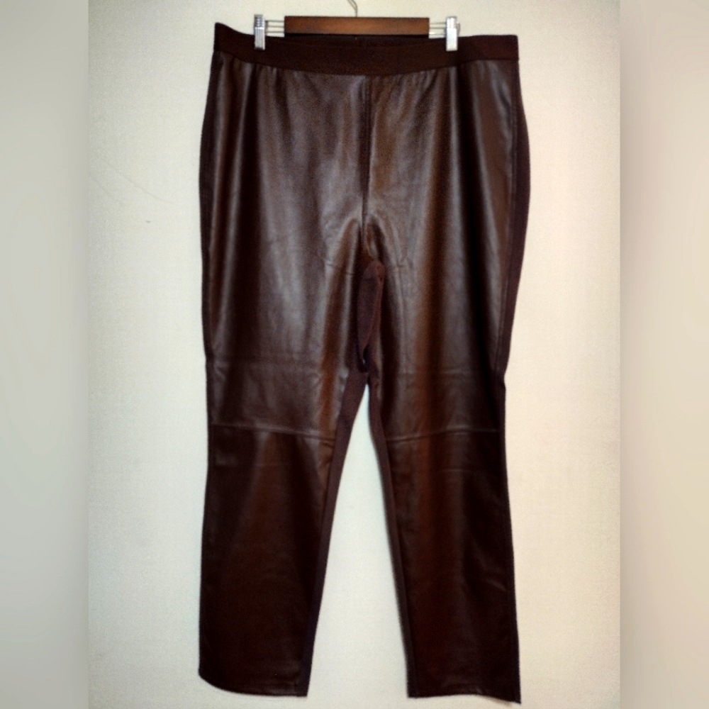 💥NWOT Roman's brown faux leather pants 18/20